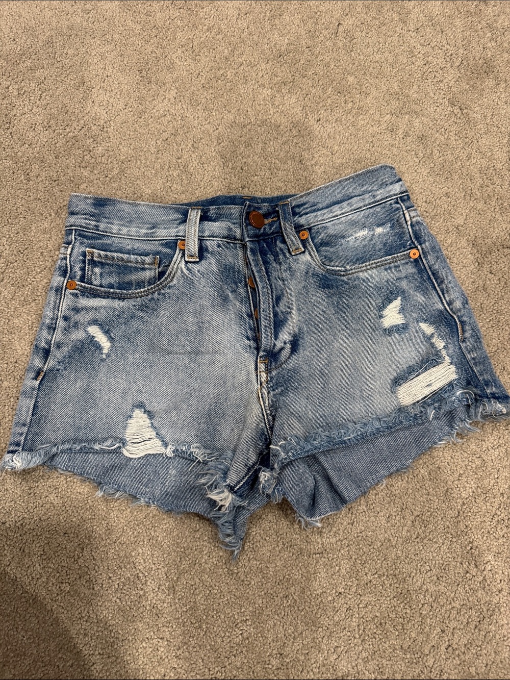Blank NYC Light Blue Distressed High-Rise Jean Shorts